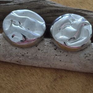 Silver Tone Vintage Midernist Clip On Earrings